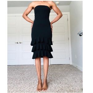 Elegant Black Strapless Ruffle Dress